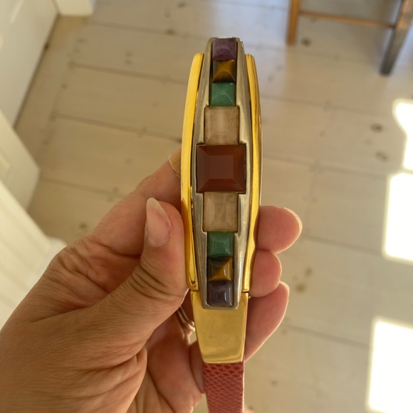 Judith Leiber Skinny Belt With Gemstone Buckle